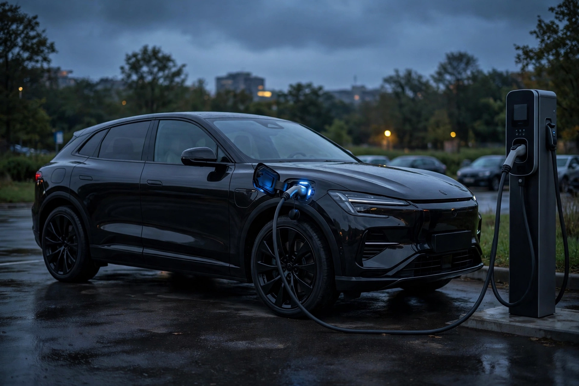 Cadillac Lyriq plugged into a DC fast charging station